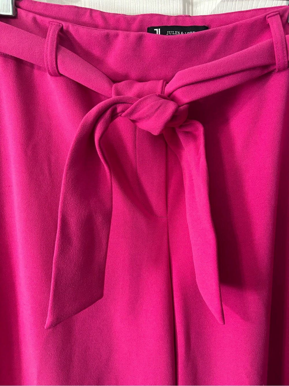 Jules & Leopold Pull On Wide Leg Cropped Pants Size XL Pink Stretch Tie Belt - Picture 2 of 8